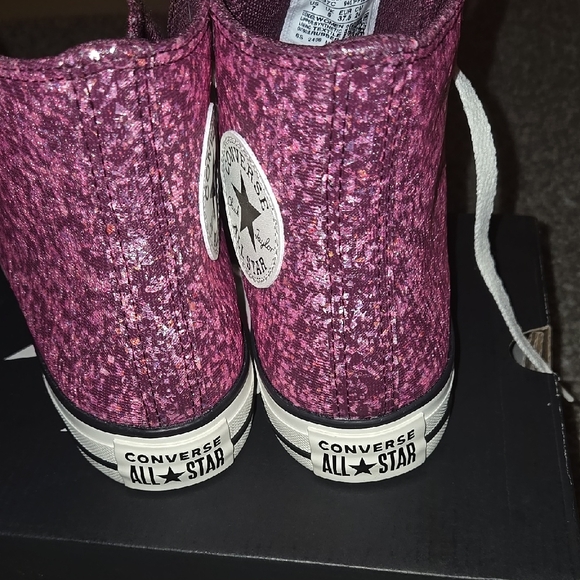 Converse Women's Glitter High-Top Sneakers - Pink Size 7 - Picture 4 of 5